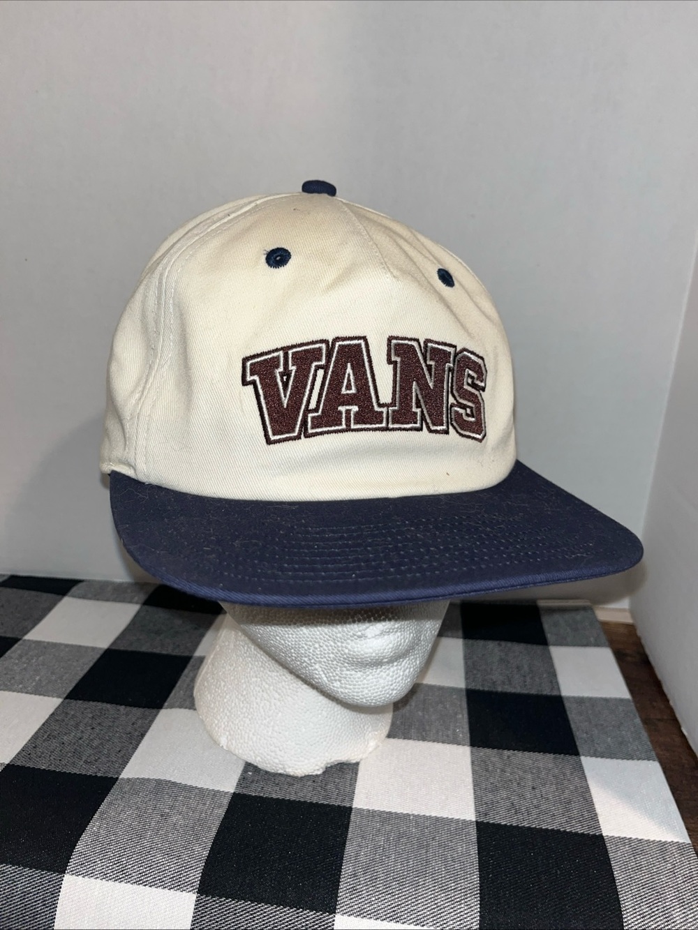 Vans Two-Tone Cream and Navy Embroidered Cap